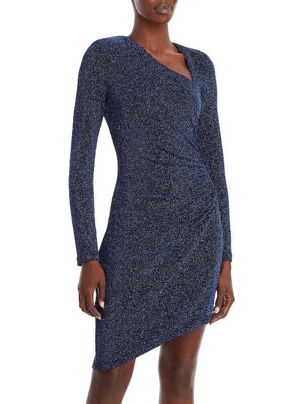 Womens Metallic Asymmetric Cocktail and Party Dress Tunics Polka dots
