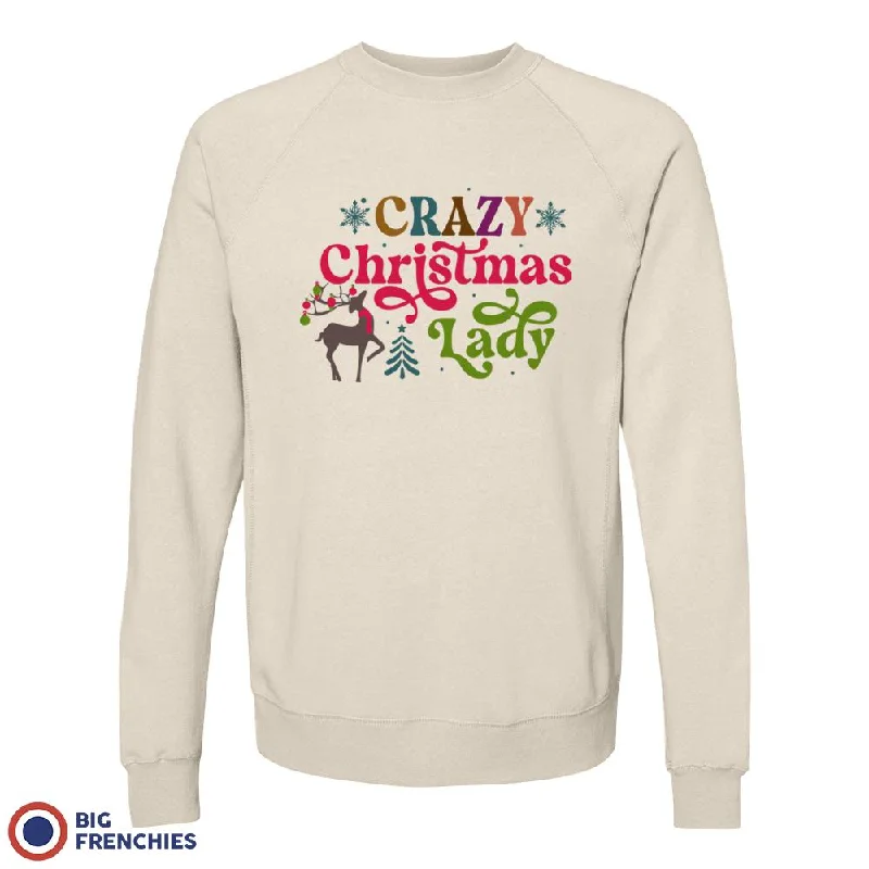 Crazy Christmas Lady Women's Organic Cotton Sweatshirt Hoodie with Ribbed Hem Stretchable Secure Crazy Christmas Lady Women's Organic Cotton Sweatshirt Hoodie with Ribbed Hem Stretchable Secure