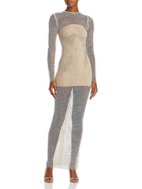 Womens Mesh Cocktail And Party Dress Tunics Velvet soft
