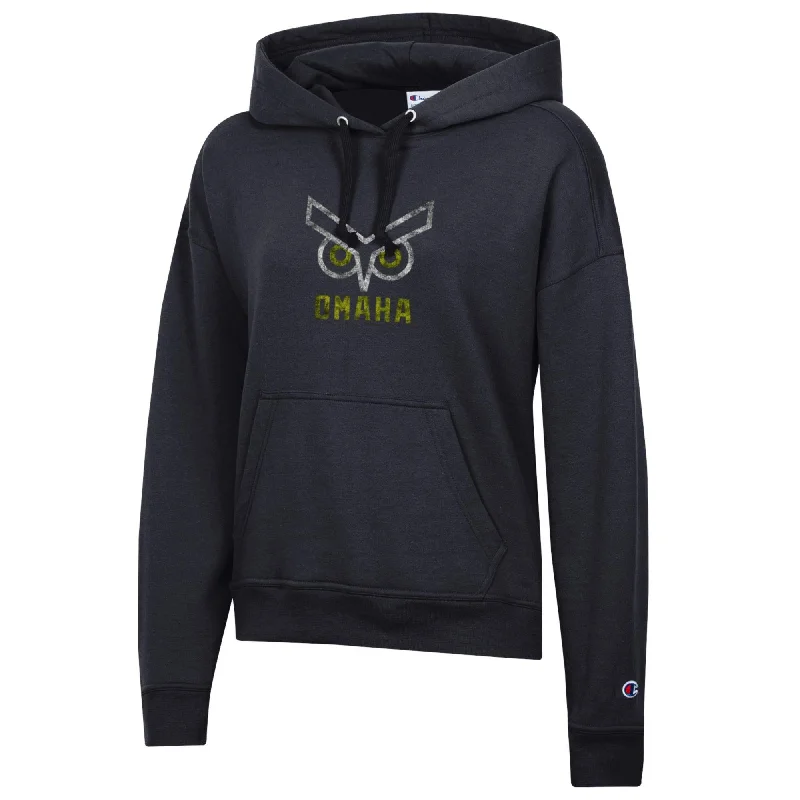 Union Omaha Women's Champion Black PowerBlend Fleece Hoodie Hoodie with Hood Adjustable Protection Union Omaha Women's Champion Black PowerBlend Fleece Hoodie Hoodie with Hood Adjustable Protection