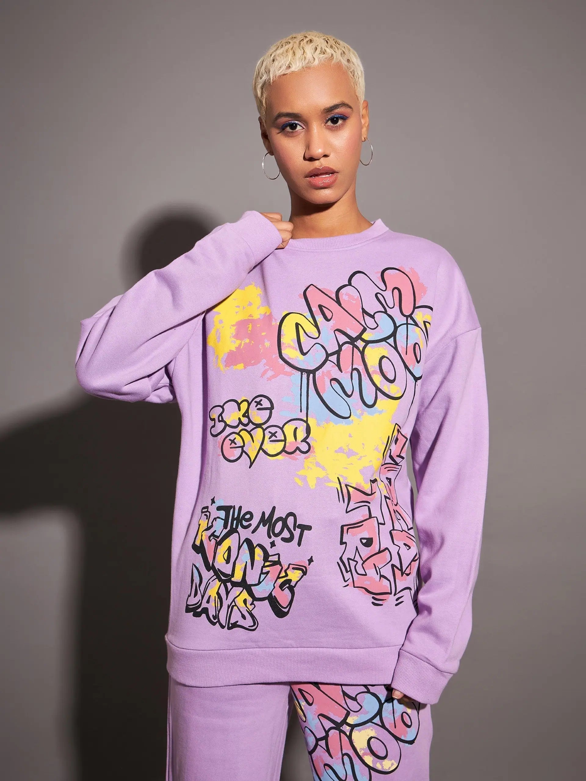 Women Lavender Calm Mood Oversized Sweatshirt Oversized Hoodie Comfort Casual