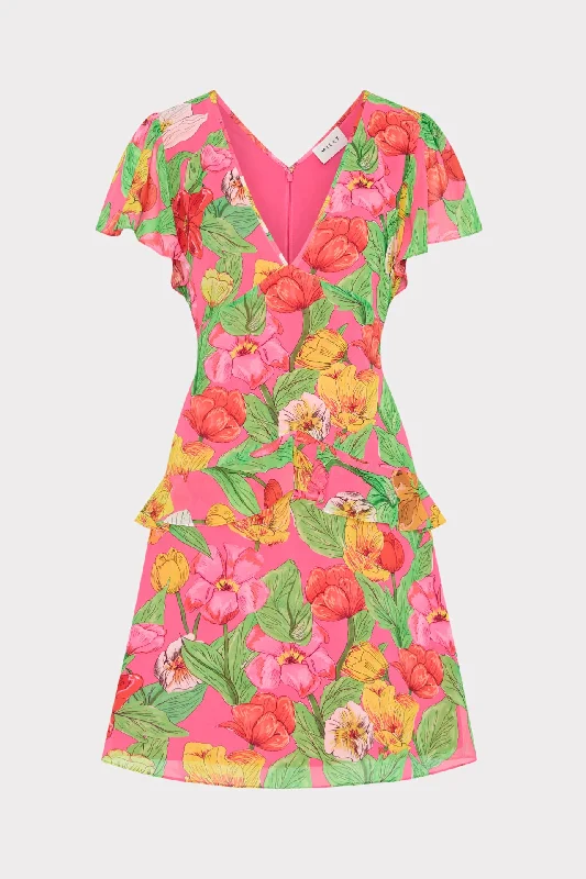 Lee Tulip Rosette Mini Dress Elegant Satin Mini Dress