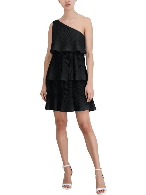 Womens Chiffon Pleated Cocktail And Party Dress Tunics Gym athletic