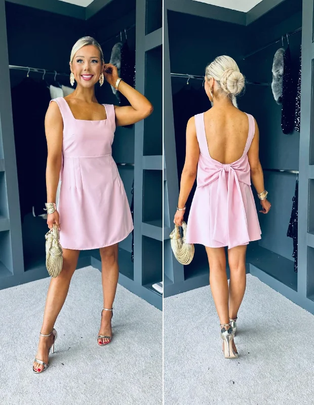 Angelica Bow Detail Mini Dress Pwr Pink Classic White Mini Dress
