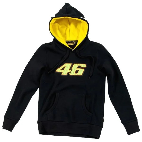 Official VR46 Womans Black Hoodie - Vrxwfl 2027 04 Hoodie with Thumb Holes Functional Cozy Official VR46 Womans Black Hoodie - Vrxwfl 2027 04 Hoodie with Thumb Holes Functional Cozy