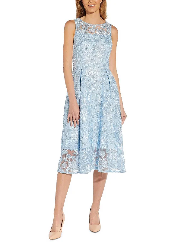Womens Floral Embroidered Cocktail and Party Dress Off-the-shoulder Bohemian Festive