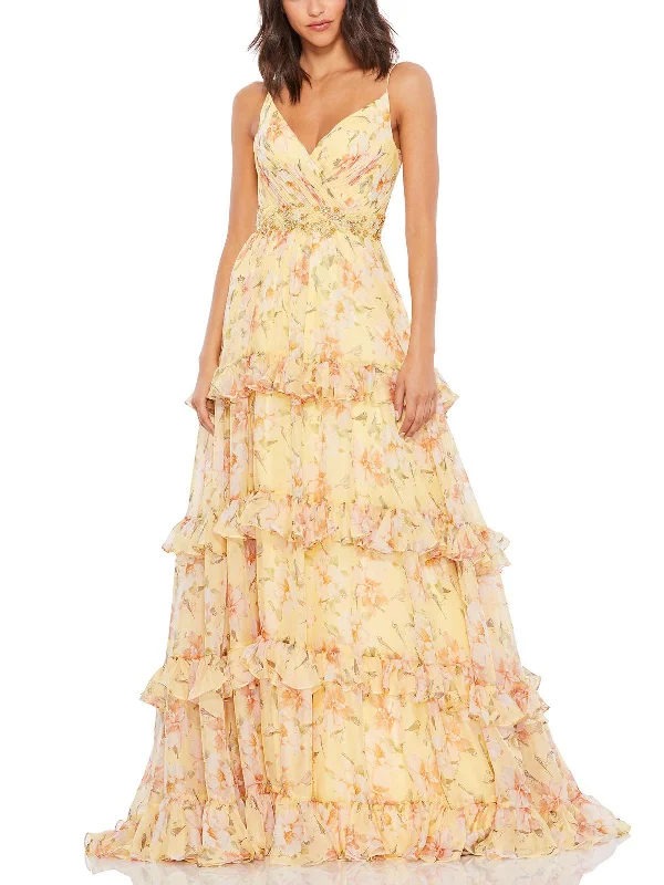 Womens Chiffon Embellished Evening Dress Tunics Office stylish
