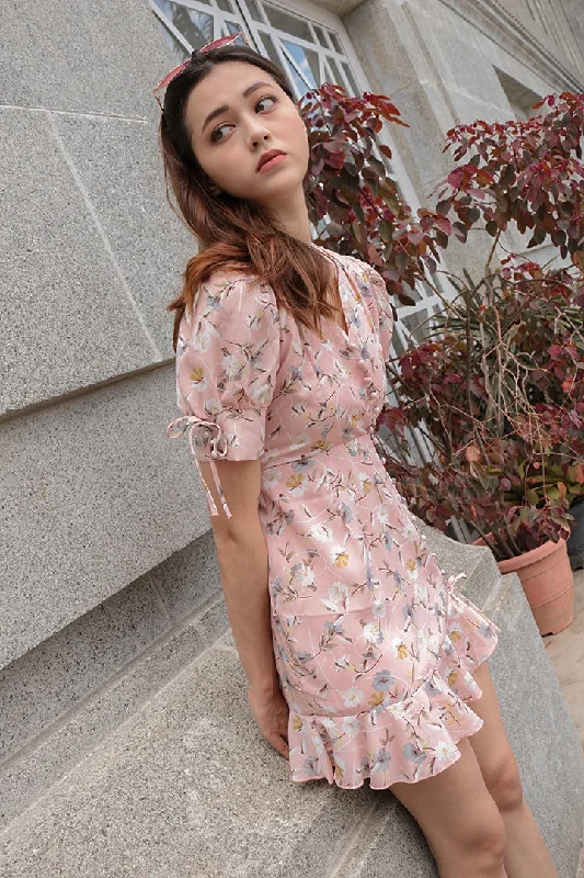 DARLING RUFFLES MINI DRESS (BLUSH) Classic Striped Mini Dress