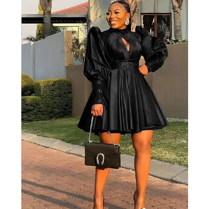 Pleated And Fluffy Sleeves Mini Dress. Fashionable Boho-Chic Mini Dress