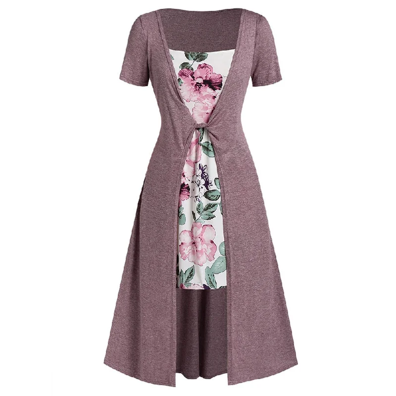 Plus Size High Waist Maxi Floral Print Dress A-Line Short Sleeves Women Casual Square Collar Ankle-Length Long Dress Tunics Practical durable Plus Size High Waist Maxi Floral Print Dress A-Line Short Sleeves Women Casual Square Collar Ankle-Length Long Dress Tunics Practical durable