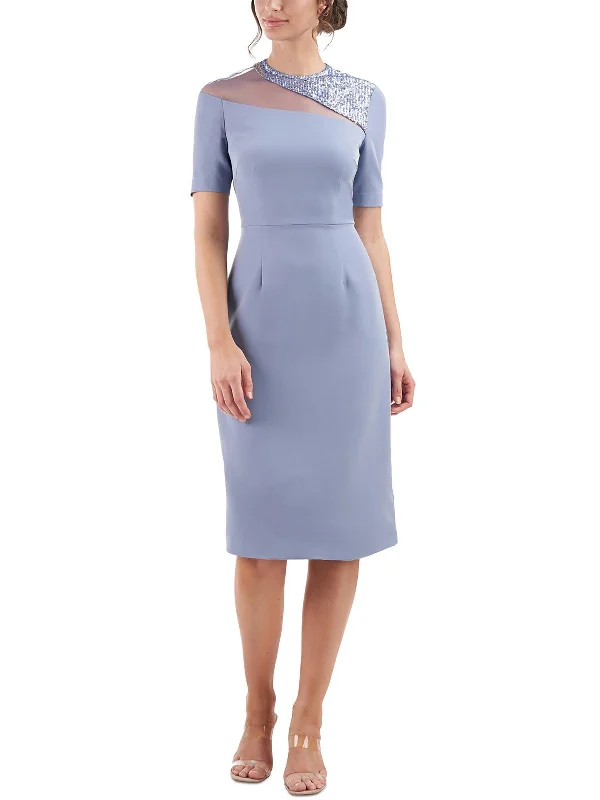 Womens Mesh Inset Knee Length Cocktail and Party Dress Tunics Hiking breathable