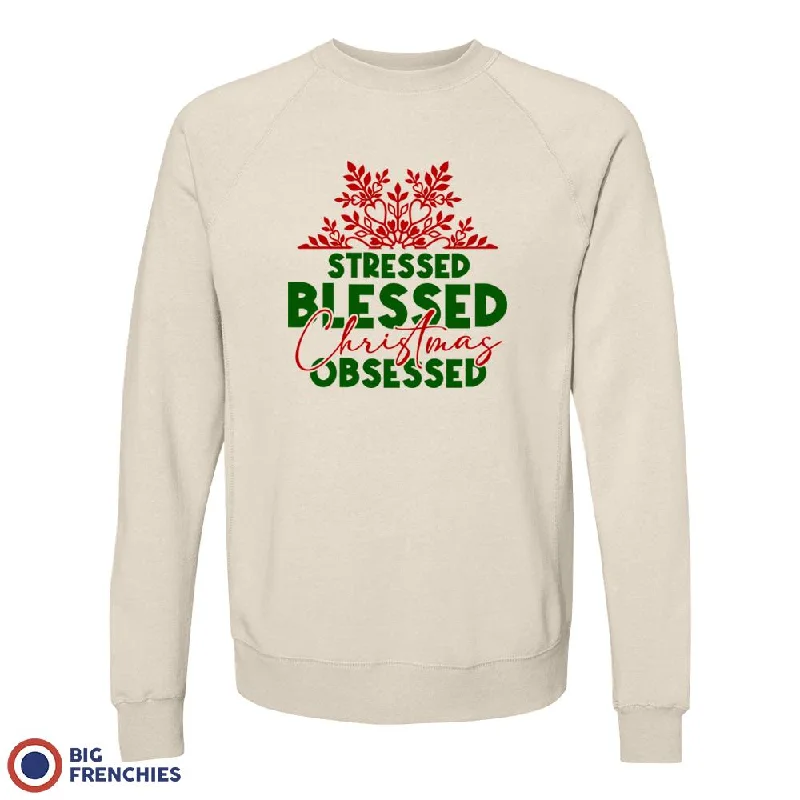 Stressed Blessed Christmas Obsessed Unisex Organic Cotton Sweatshirt Hoodie with Side Slits Relaxed Casual Stressed Blessed Christmas Obsessed Unisex Organic Cotton Sweatshirt Hoodie with Side Slits Relaxed Casual