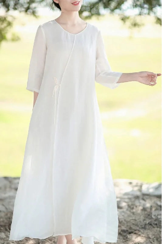 prom summer linen dress flowy dress 4321 Tunics Versatile functional