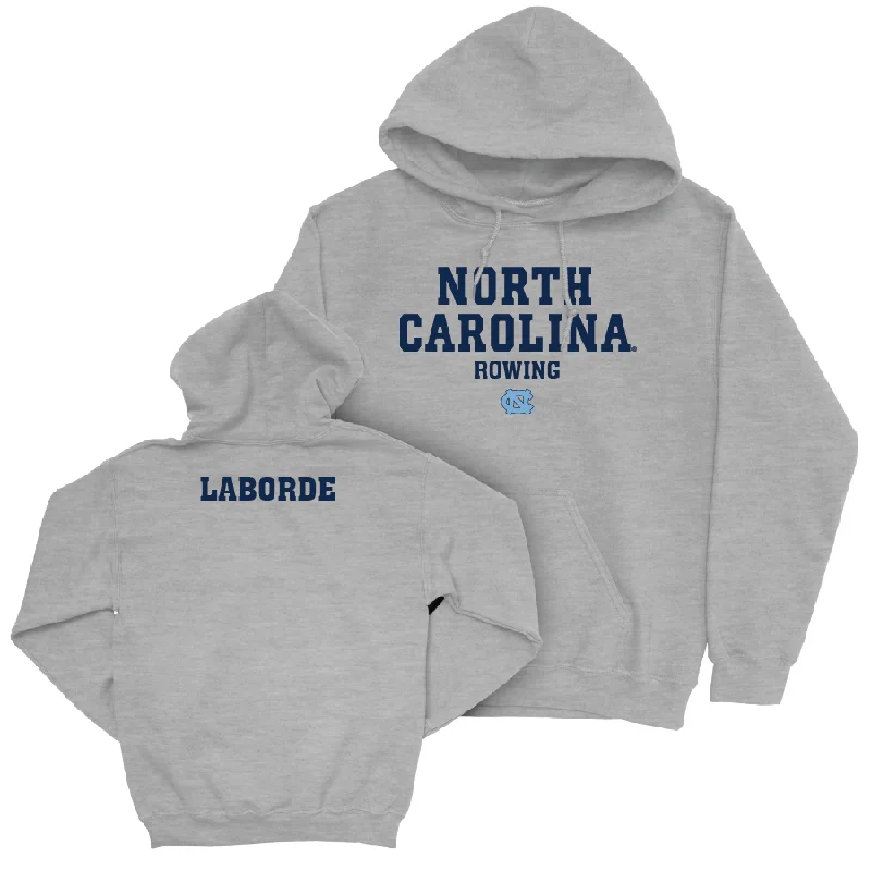 UNC Women's Rowing Sport Grey Staple Hoodie - Anna Lily Laborde Hoodie with Hem Patch Decorative Personalized UNC Women's Rowing Sport Grey Staple Hoodie - Anna Lily Laborde Hoodie with Hem Patch Decorative Personalized