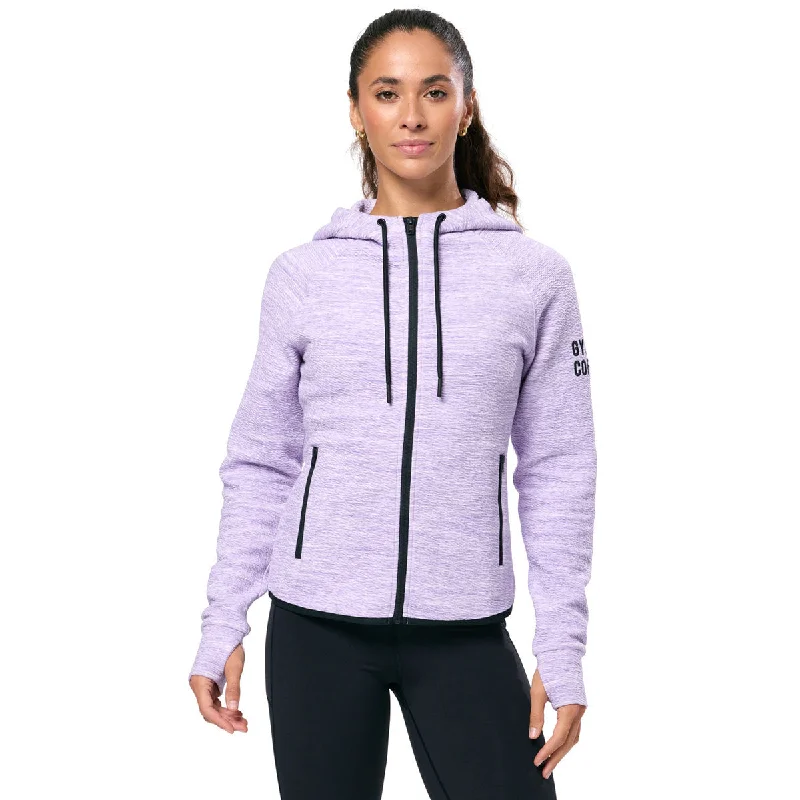 Gym+Coffee Fleck Hoodie - Womens - Lilac Hoodie with Drawstring Waist Adjustable Fitted Gym+Coffee Fleck Hoodie - Womens - Lilac Hoodie with Drawstring Waist Adjustable Fitted