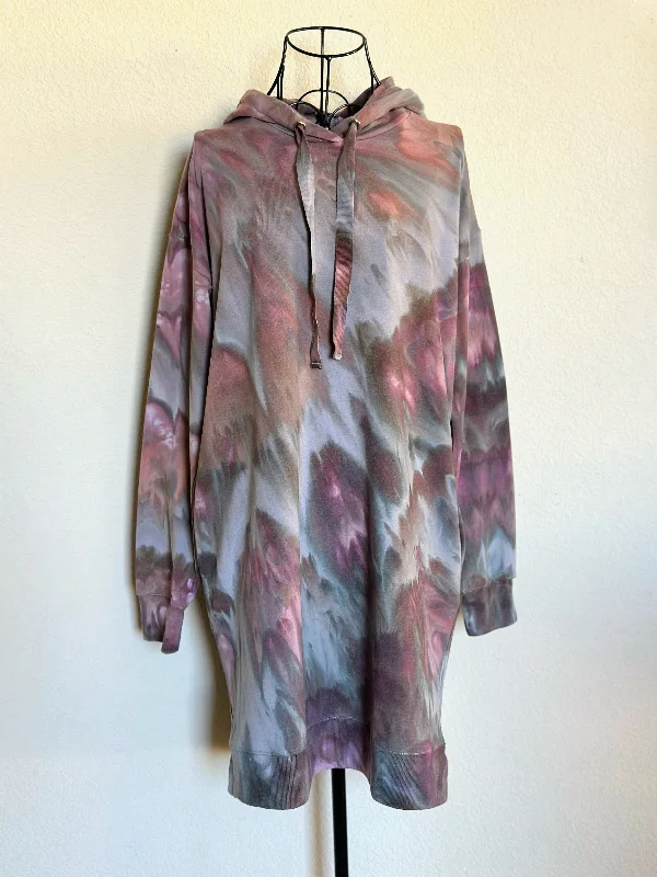Women’s Small Hoodie Dress in ‘Brushed Steel’ Hoodie with Hem Lace Feminine Delicate Women’s Small Hoodie Dress in ‘Brushed Steel’ Hoodie with Hem Lace Feminine Delicate