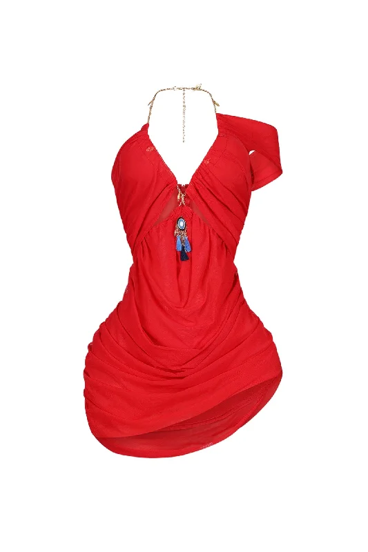 Stay Longer Mesh Halter Mini Dress Trendy Bodycon Mini Dress