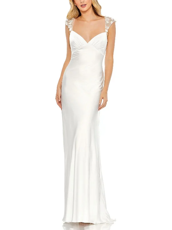 Womens Satin Embellished Evening Dress Tunics Running lightweight
