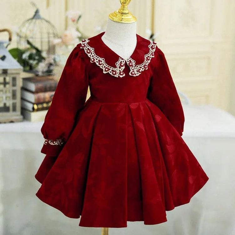 Girl Christmas Dress Baby Girl Dress Toddler Winter Doll Collar Red First Communion Princess Dress Tunics Solid Classic Girl Christmas Dress Baby Girl Dress Toddler Winter Doll Collar Red First Communion Princess Dress Tunics Solid Classic