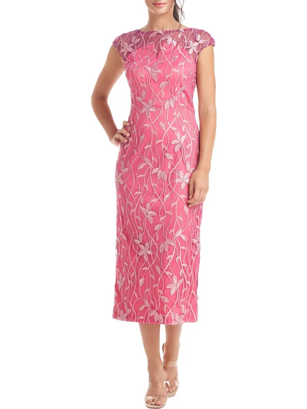 Womens Embroidered Midi Cocktail and Party Dress Tunics Sophisticated sleek