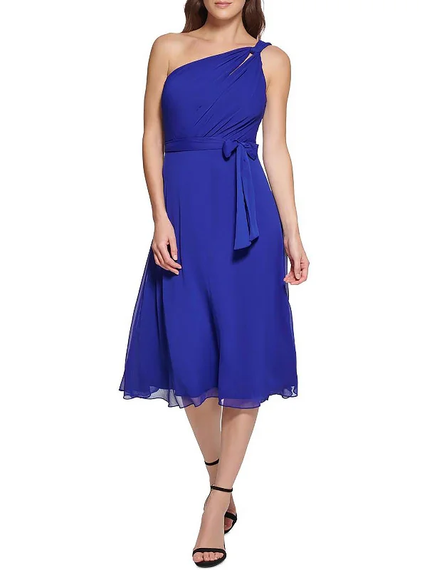 Petites Womens Tie Waist Knee Cocktail and Party Dress Tunics Cozy comfortable
