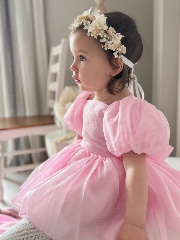 Lucy Puff Sleeve Candy Pink Baby Dress Turtleneck Warm Winter