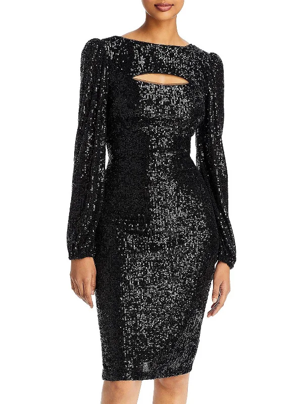 Womens Sequined Cut-Out Cocktail and Party Dress Tunics Spring floral