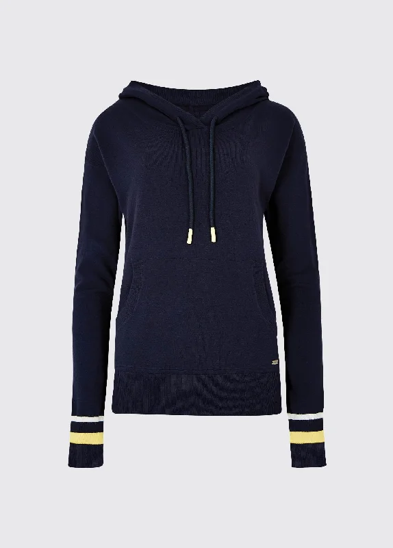 Burncourt Viscose Hoodie - Navy Hoodie with Toggle Buttons Decorative Unique