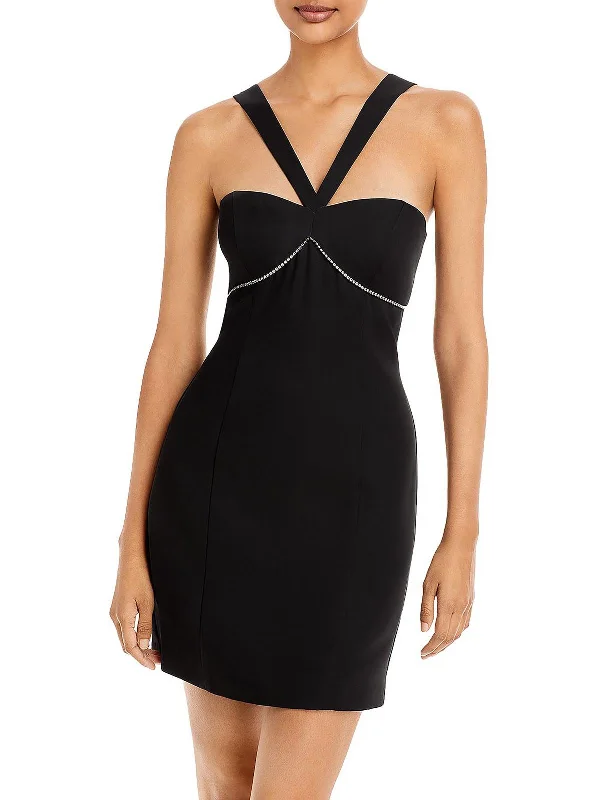 Womens Rhinestone Mini Cocktail and Party Dress Tunics Party sparkling