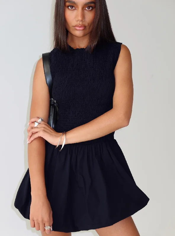 Narnie Mini Dress Navy Casual V-Neck Mini Dress