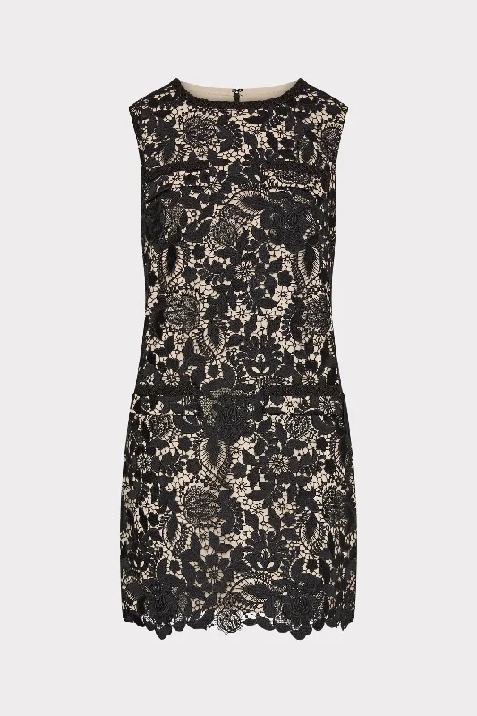 3D Garden Lace Sleeveless Mini Dress Casual Button-Up Mini Dress