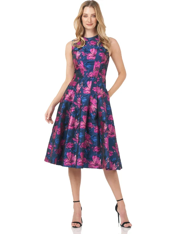 Womens Floral Midi Cocktail and Party Dress Tunics stripes playful