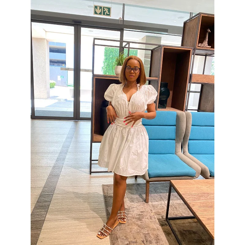 Deep V-Neck Mini Dress  Fashionable Off-Shoulder Mini Dress