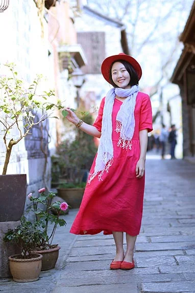 retro loose linen summer dress with mid sleeves and v necks CYM471 Tunics Versatile all-occasion retro loose linen summer dress with mid sleeves and v necks CYM471 Tunics Versatile all-occasion