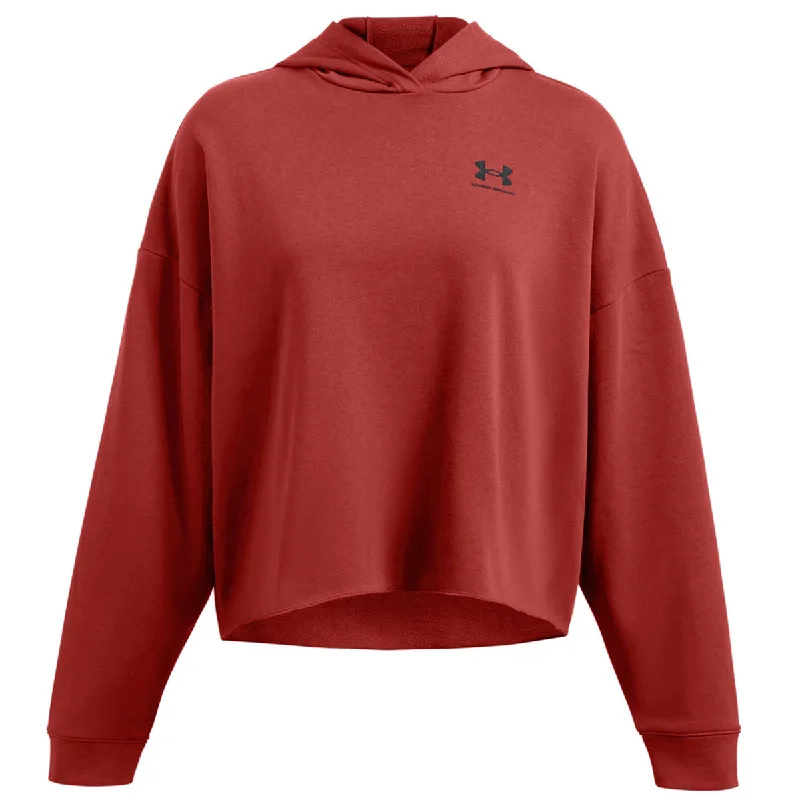 Under Armour Rival Terry Over Sized Hoodie - Womens - Earthen Orange/Black Hoodie with Hem Applique Textured Unique Under Armour Rival Terry Over Sized Hoodie - Womens - Earthen Orange/Black Hoodie with Hem Applique Textured Unique