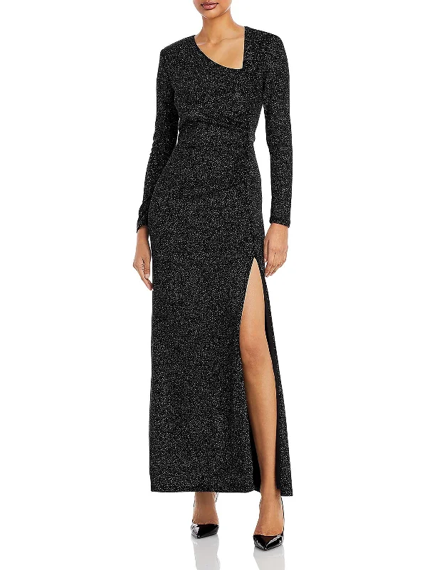 Womens Metallic Long Sheath Dress Tunics Summer linen