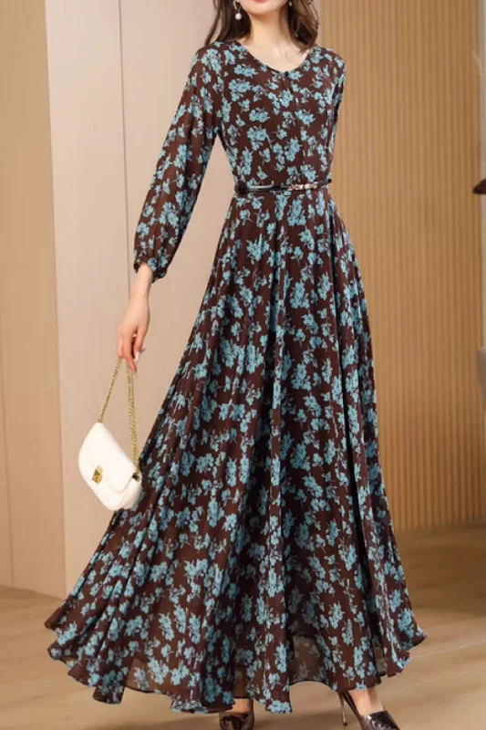 Long sleeves spring summer beach chiffon dress 5077 Tunics Practical durable