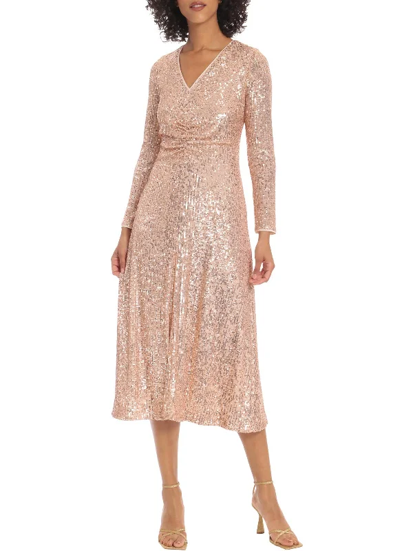 Womens Sequined Midi Cocktail and Party Dress Tunics Office stylish