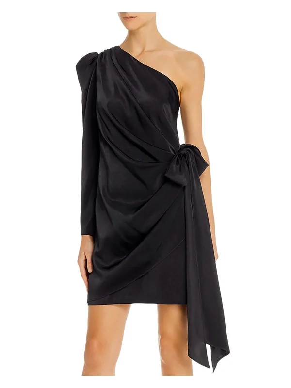 Womens Belted Short Cocktail and Party Dress Pleated Skirt Elegant