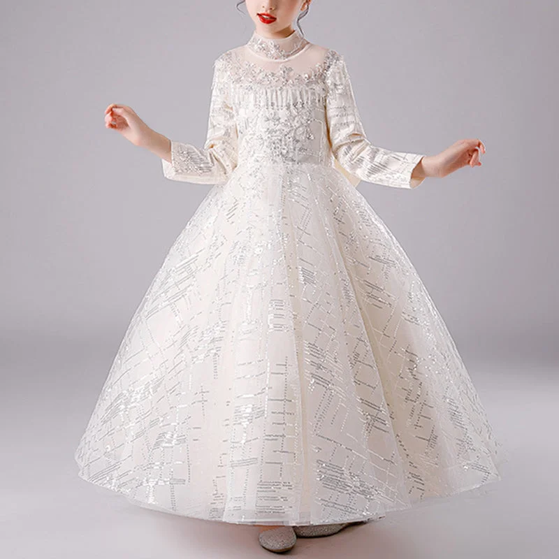 Toddler First Communion Dress Girl Elegant Long Sleeve Bow Knot Fluffy Princess Cake Pageant Dress Tunics Running lightweight Toddler First Communion Dress Girl Elegant Long Sleeve Bow Knot Fluffy Princess Cake Pageant Dress Tunics Running lightweight