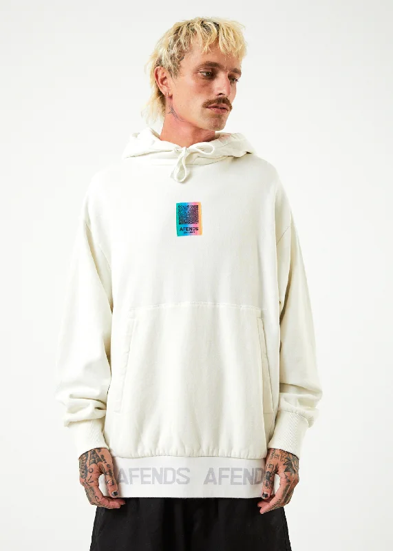 AFENDS Unisex Studio - Unisex Oversized Hoodie - Off White Hoodie with Button Placket Classic Preppy AFENDS Unisex Studio - Unisex Oversized Hoodie - Off White Hoodie with Button Placket Classic Preppy