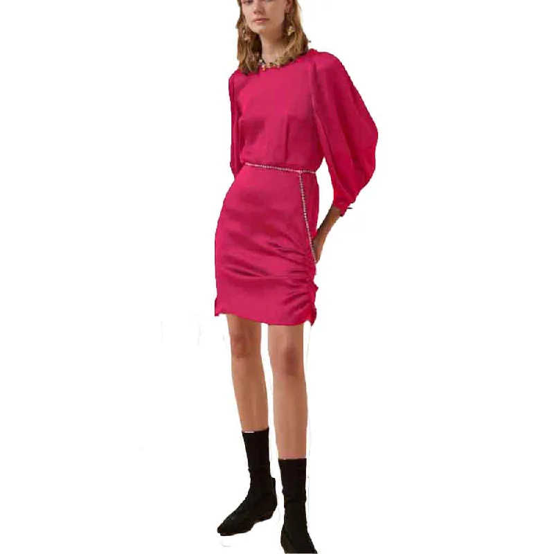 Beatrice B Gathered Crepe Mini Dress Stylish Short-Sleeve Mini Dress