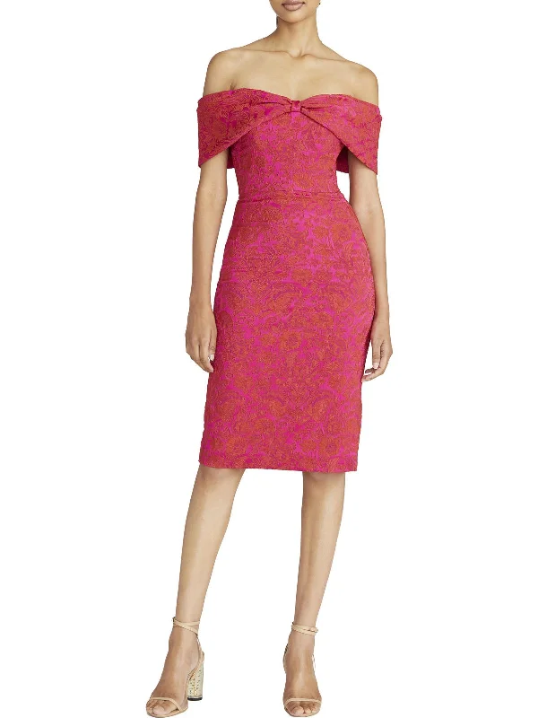Womens Off-The-Shoulder Knee-Length Cocktail and Party Dress Tunics Solid Classic
