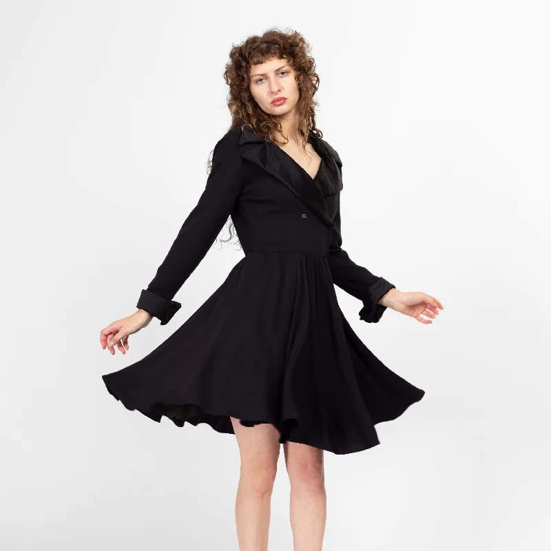 Medium 80s Tadashi Black Fit & Flare Party Dress Tunics Long Elegant
