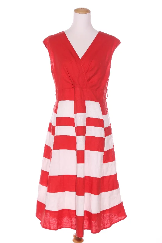 PER UNA - Red + white linen dress! 16 Tunics Wedding white