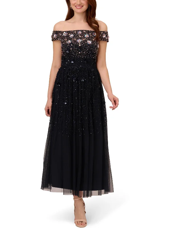Womens Sequin Beaded Cocktail And Party Dress empire Waist empire