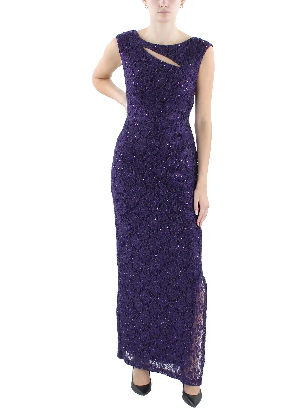 Womens Sequined Lace Evening Dress Tunic Top Casual