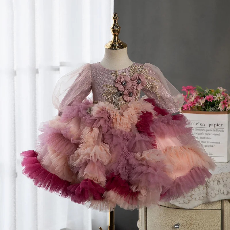 Flower Girl Dresses Baby Girl Vintage Embroidery Petal Cake Fluffy Party Princess Dress Tunics Print Colorful Flower Girl Dresses Baby Girl Vintage Embroidery Petal Cake Fluffy Party Princess Dress Tunics Print Colorful