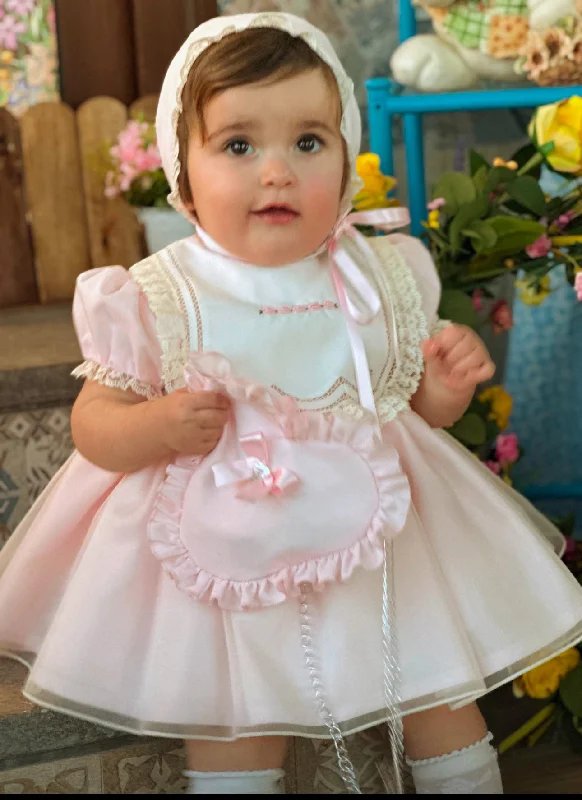 Pink Bib Dress Tunics Polka dots