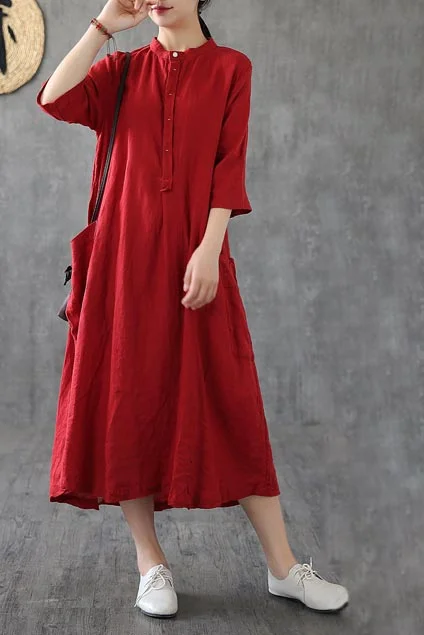 New summer a-line dress with short sleeves and A stand-up collar 190156 Tunics Cozy comfortable New summer a-line dress with short sleeves and A stand-up collar 190156 Tunics Cozy comfortable